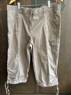 Karen Scott Petite Polka Dot Lined Brown Capri Pants Sz 16 P